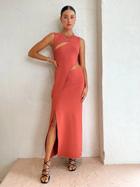 Hire SIR THE LABEL Nadja Cut Out Midi Dress in Coral Red