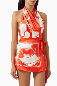 Hire SIR THE LABEL Ramona Wrap Halter Mini Dress in Mariposa Lily