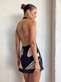 Hire SIR THE LABEL Realisme Wrap Halter Mini Dress in Papier Print
