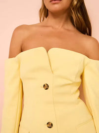Hire SIR THE LABEL Sandrine Tailored Mini Dress in Limone Yellow SMALL MAKE