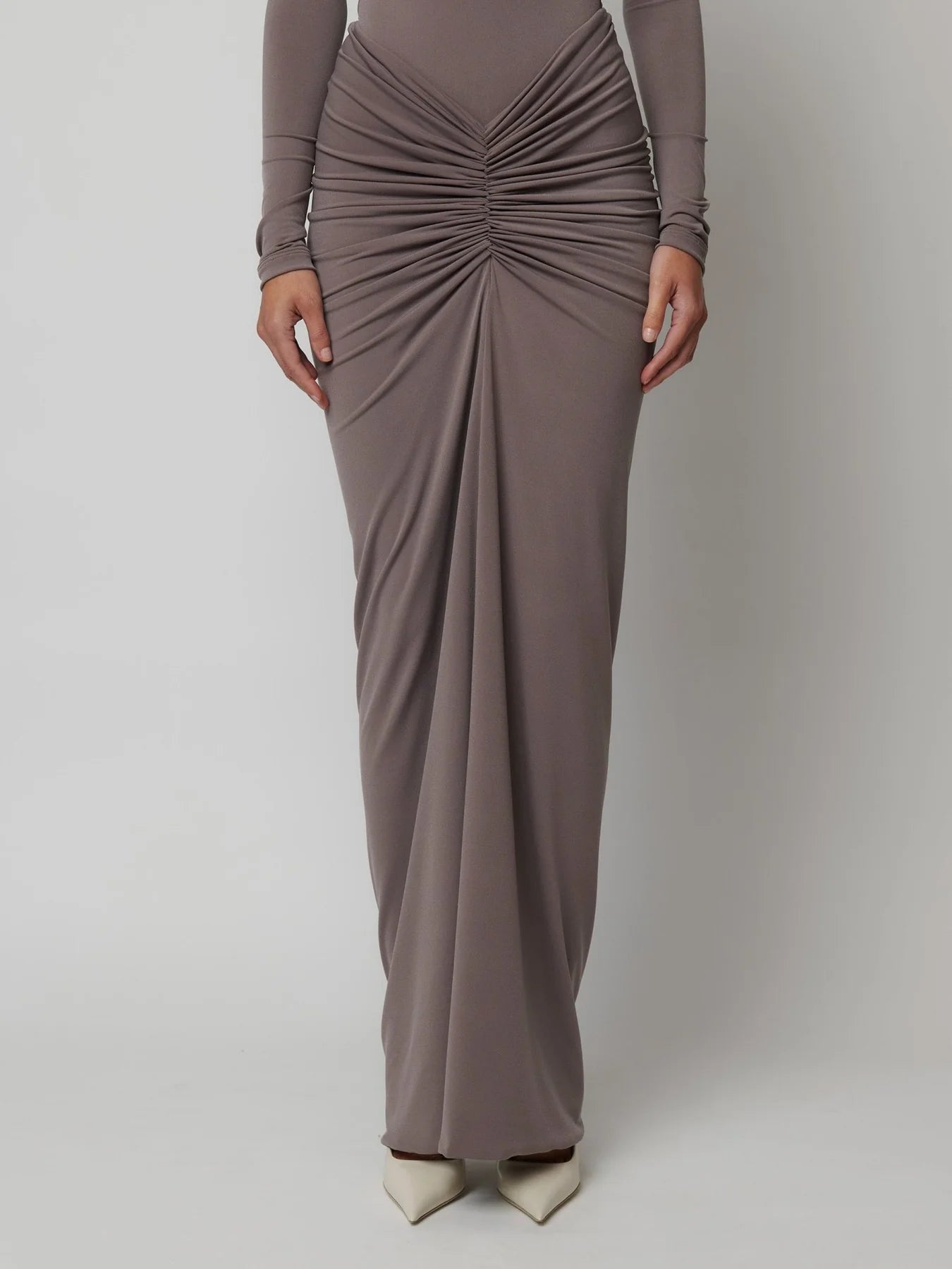 Hire EFFIE KATS Kayson Maxi Skirt in Nutmeg