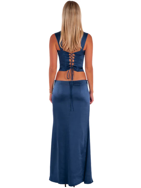 Hire I AM DELILAH. Valerie Set Corset and Maxi Skirt Midnight Blue