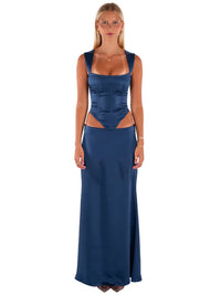 Hire I AM DELILAH. Valerie Set Corset and Maxi Skirt Midnight Blue