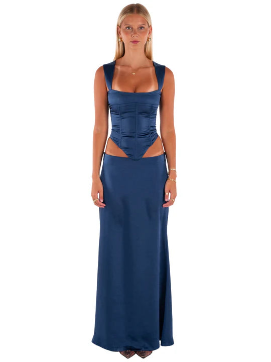 Hire I AM DELILAH. Valerie Set Corset and Maxi Skirt Midnight Blue