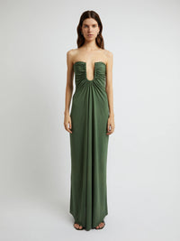Hire CHRISTOPHER ESBER Arced Palm Strapless Dress in Bottle Green