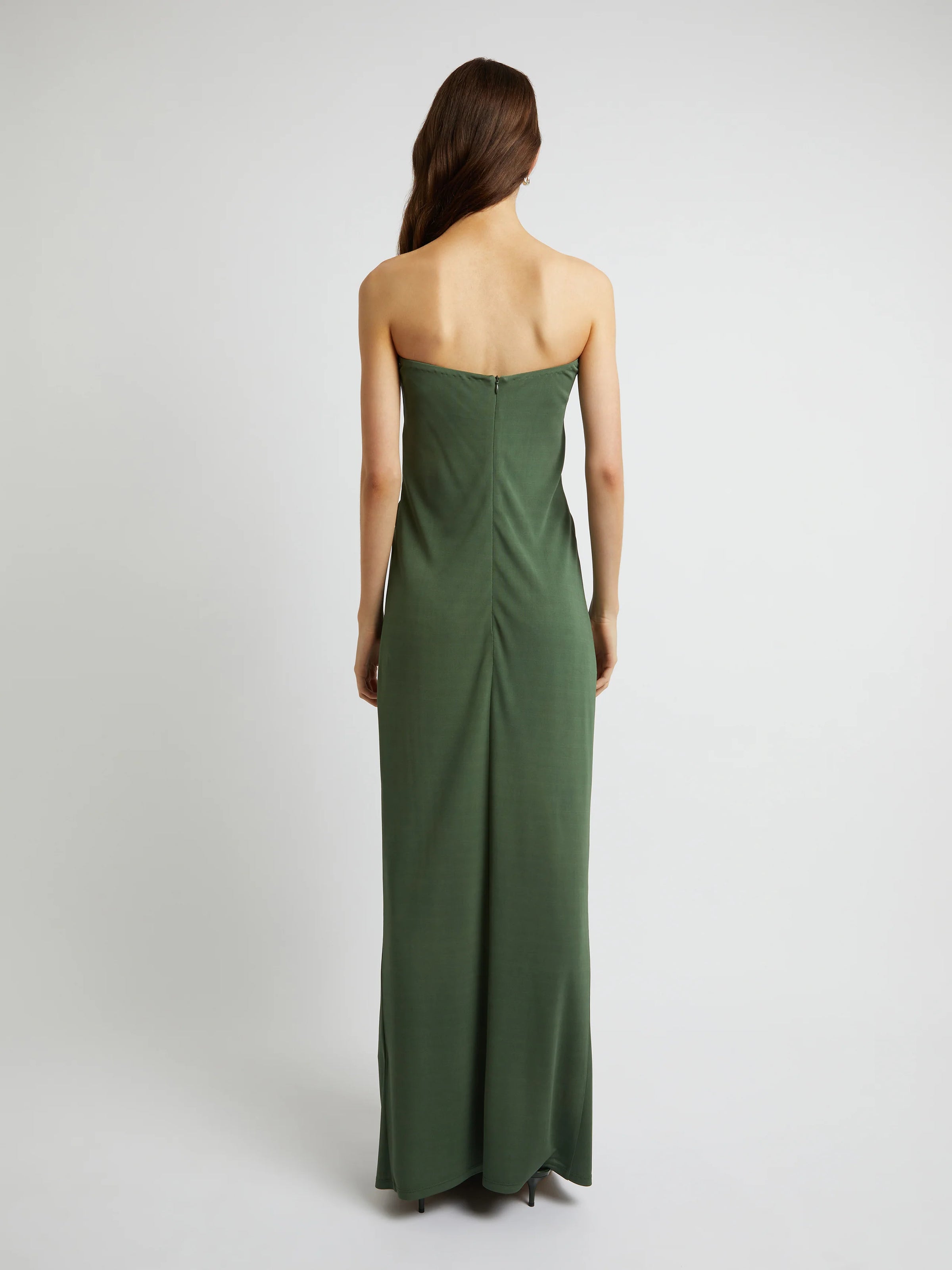 Hire CHRISTOPHER ESBER Arced Palm Strapless Dress in Bottle Green