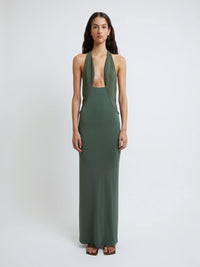 Hire CHRISTOPHER ESBER Tailored Sloped Halter Dress in Bottle Green