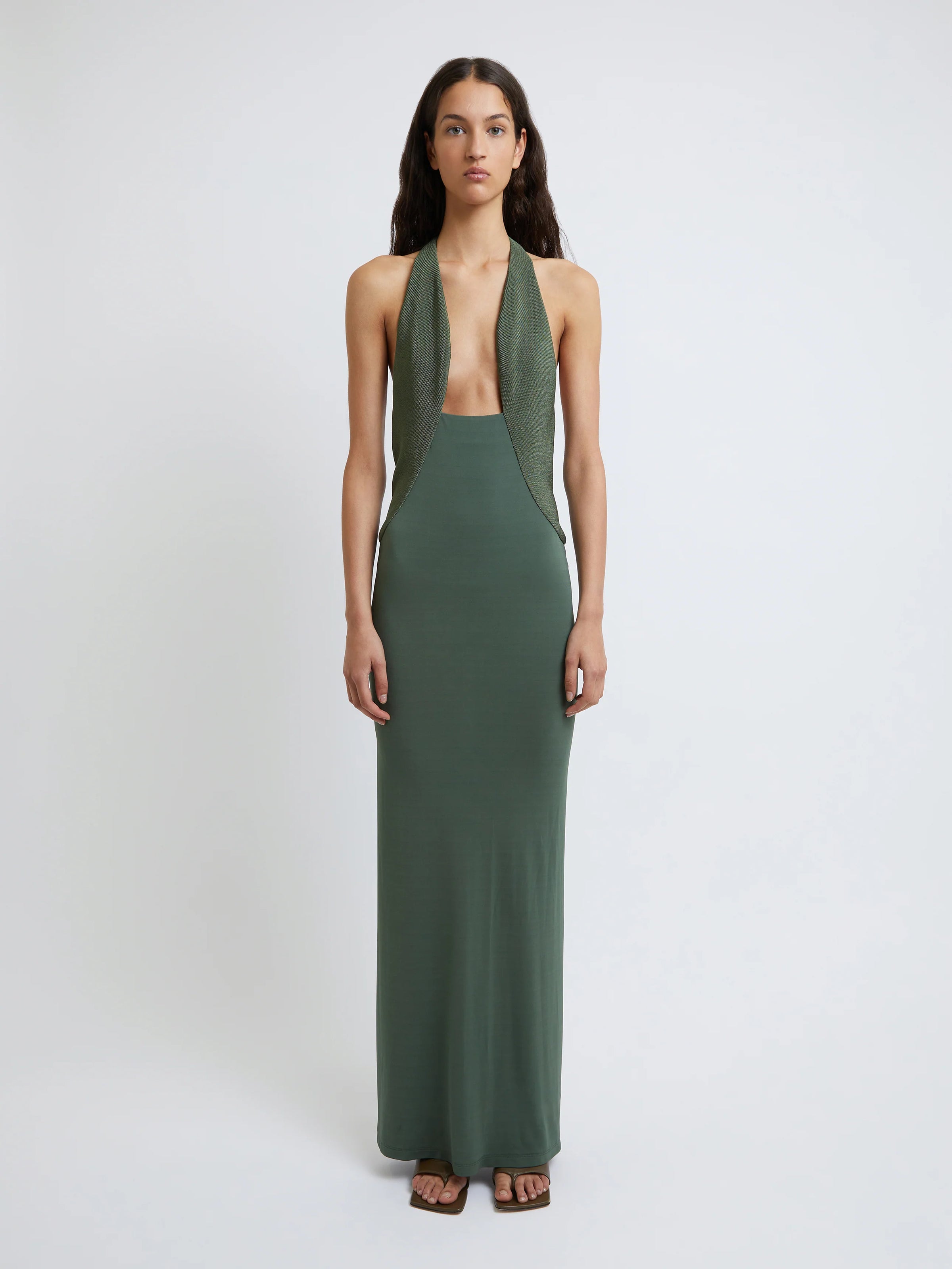 Hire CHRISTOPHER ESBER Tailored Sloped Halter Dress in Bottle Green