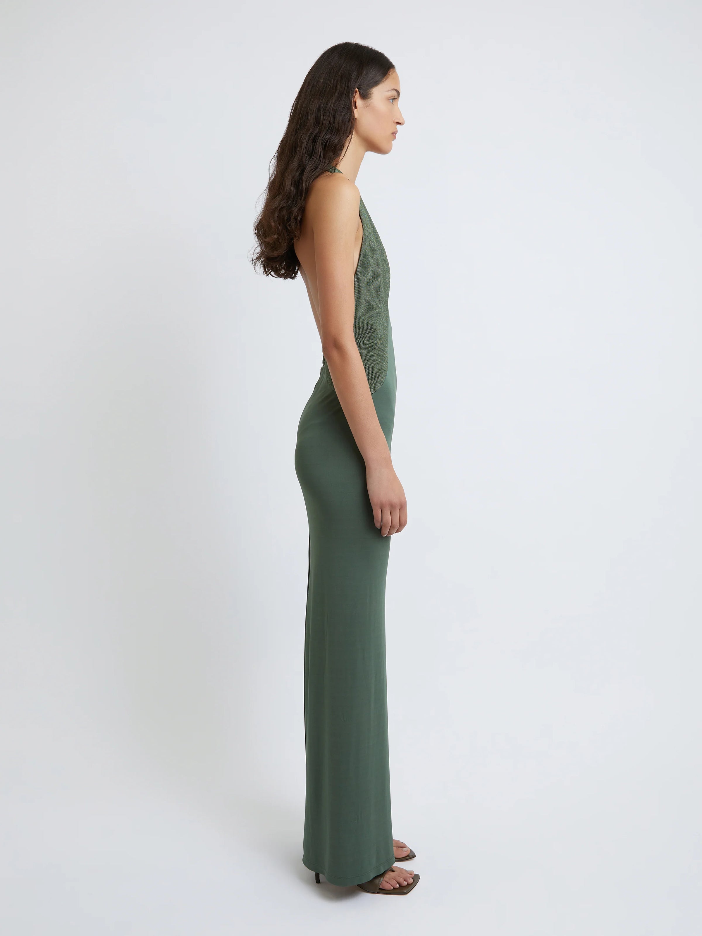 Hire CHRISTOPHER ESBER Tailored Sloped Halter Dress in Bottle Green