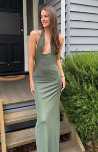 Hire CHRISTOPHER ESBER Tailored Sloped Halter Dress in Bottle Green