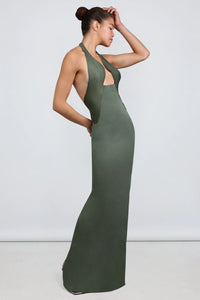 Hire CHRISTOPHER ESBER Tailored Sloped Halter Dress in Bottle Green