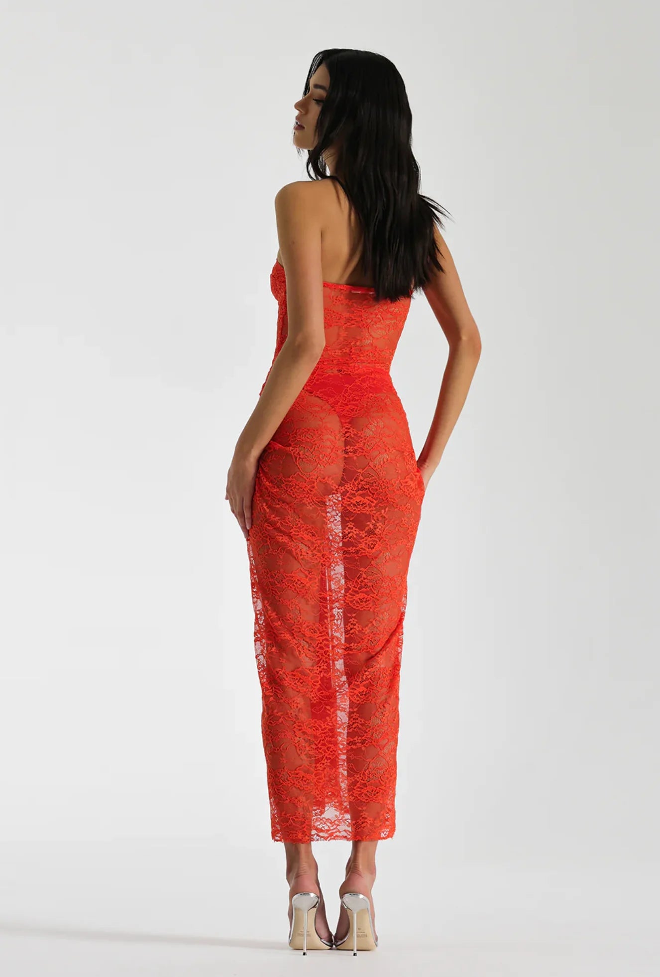Hire Natalie Rolt Naomi Dress in Tangerine Lace