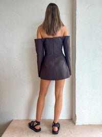 Hire SIR THE LABEL Sandrine Tailored Mini Dress in Chocolate Brown SMALL MAKE