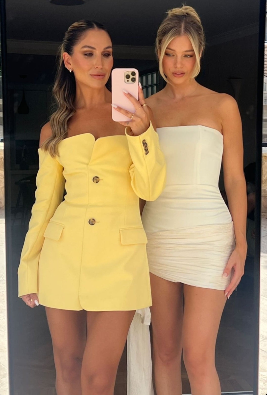 Hire SIR THE LABEL Sandrine Tailored Mini Dress in Limone Yellow SMALL MAKE