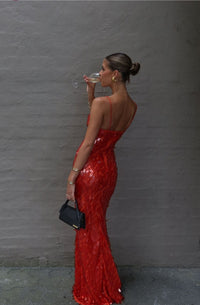 Hire MISHA Sapphire Sequin Maxi Dress in Red