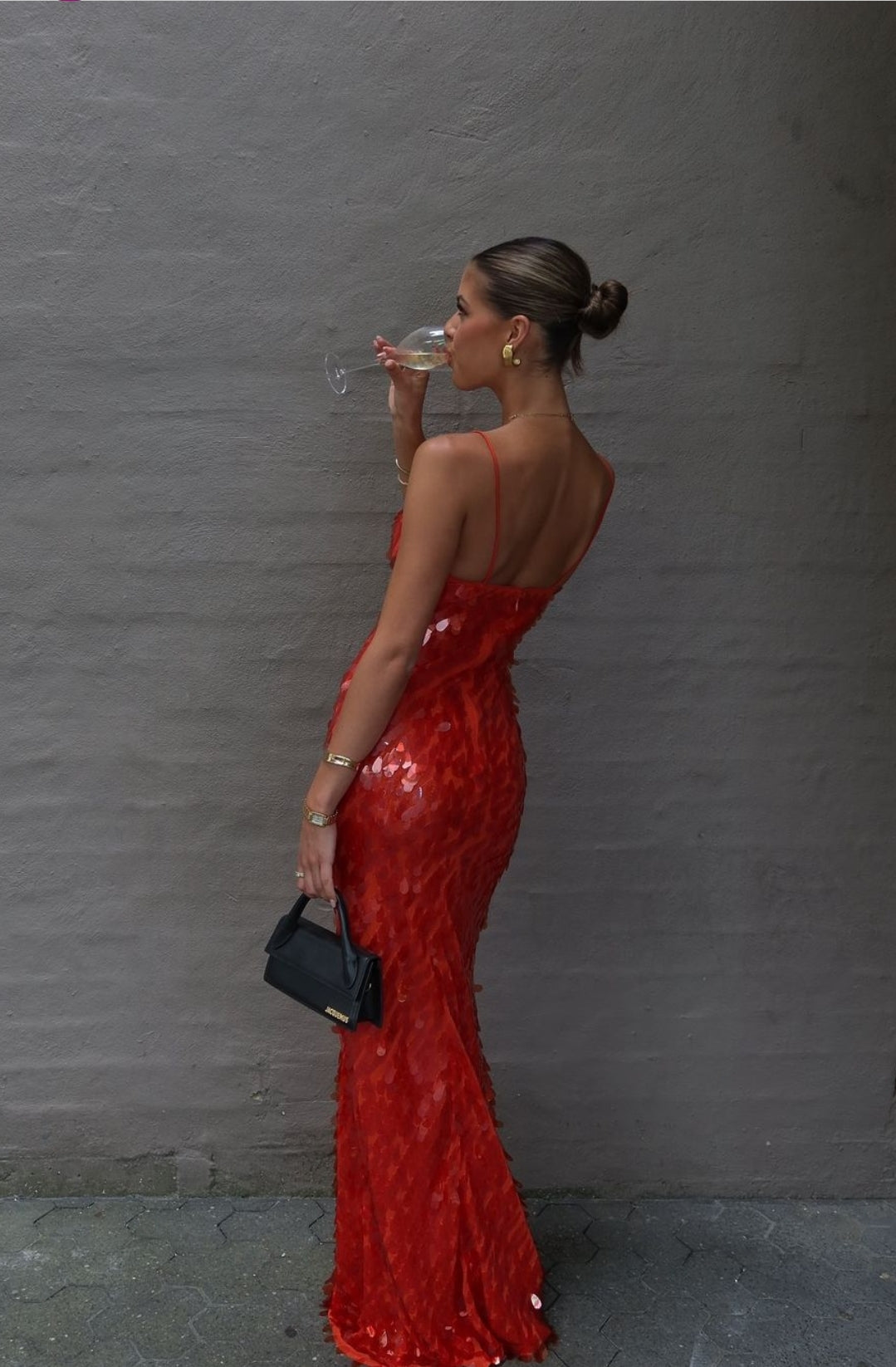 Hire MISHA Sapphire Sequin Maxi Dress in Red