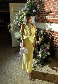 Hire DECONDUARTE Elin Midi Dress in Lemon Yellow