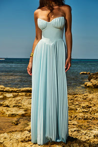 Hire HOUSE OF CB Marcella Ocean Blue Pleated Maxi Dress