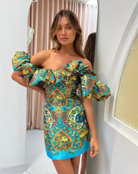 Hire ALEMAIS Sofie Off Shoulder Dress In Multi