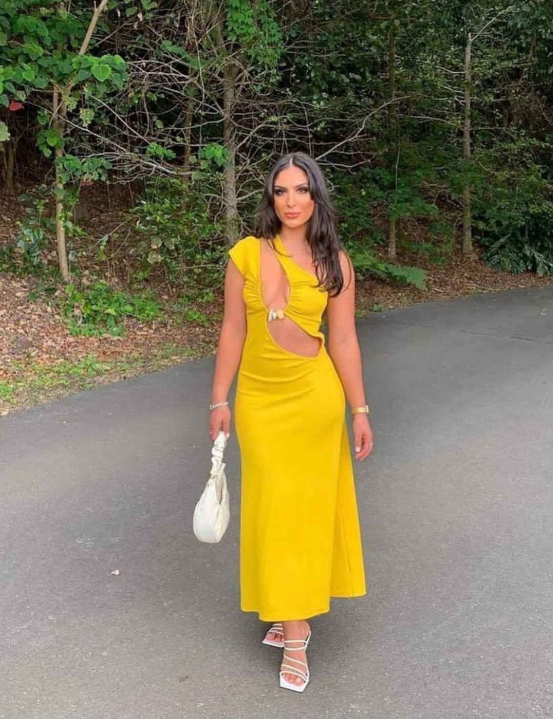 Hire CHRISTOPHER ESBER Solace Quartz Split Ruched Tank Dress in Yellow