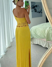 Hire CHRISTOPHER ESBER Crochet One Shoulder Dress in Yellow