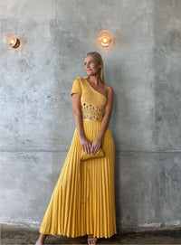Hire CHRISTOPHER ESBER Crochet One Shoulder Dress in Yellow