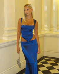 Hire I AM DELILAH. Valerie Set Corset and Maxi Skirt Midnight Blue