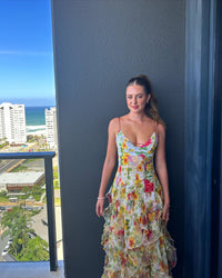 Hire MENTI SANTORINI Iris Flower Dress in Baroque Sheer Floral Chiffon