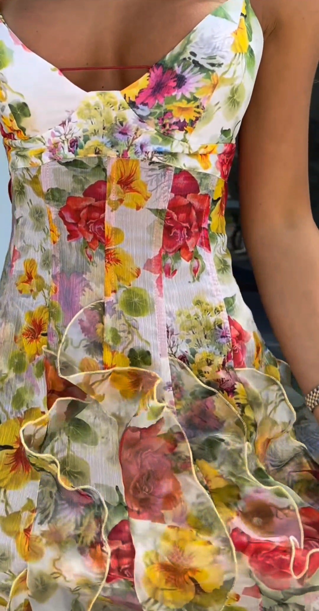 Hire MENTI SANTORINI Iris Flower Dress in Baroque Sheer Floral Chiffon