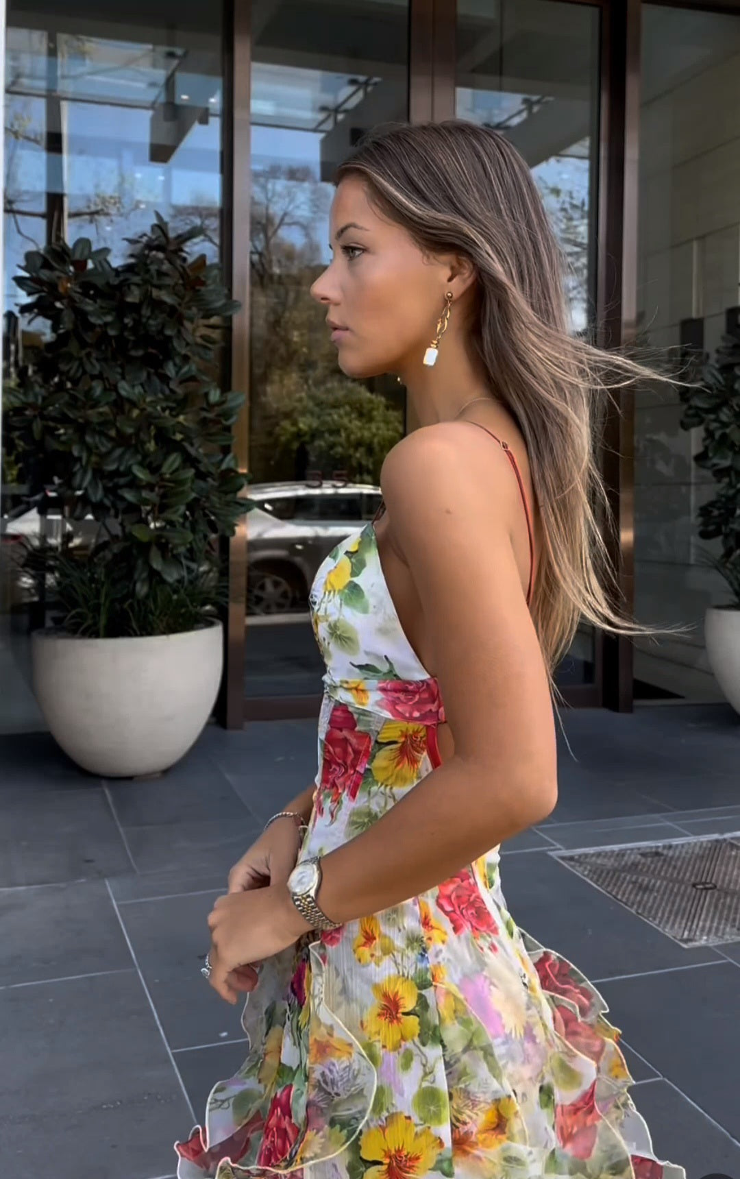 Hire MENTI SANTORINI Iris Flower Dress in Baroque Sheer Floral Chiffon