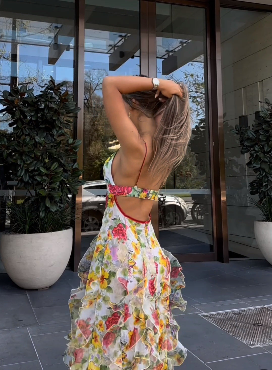 Hire MENTI SANTORINI Iris Flower Dress in Baroque Sheer Floral Chiffon