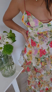 Hire MENTI SANTORINI Iris Flower Dress in Baroque Sheer Floral Chiffon