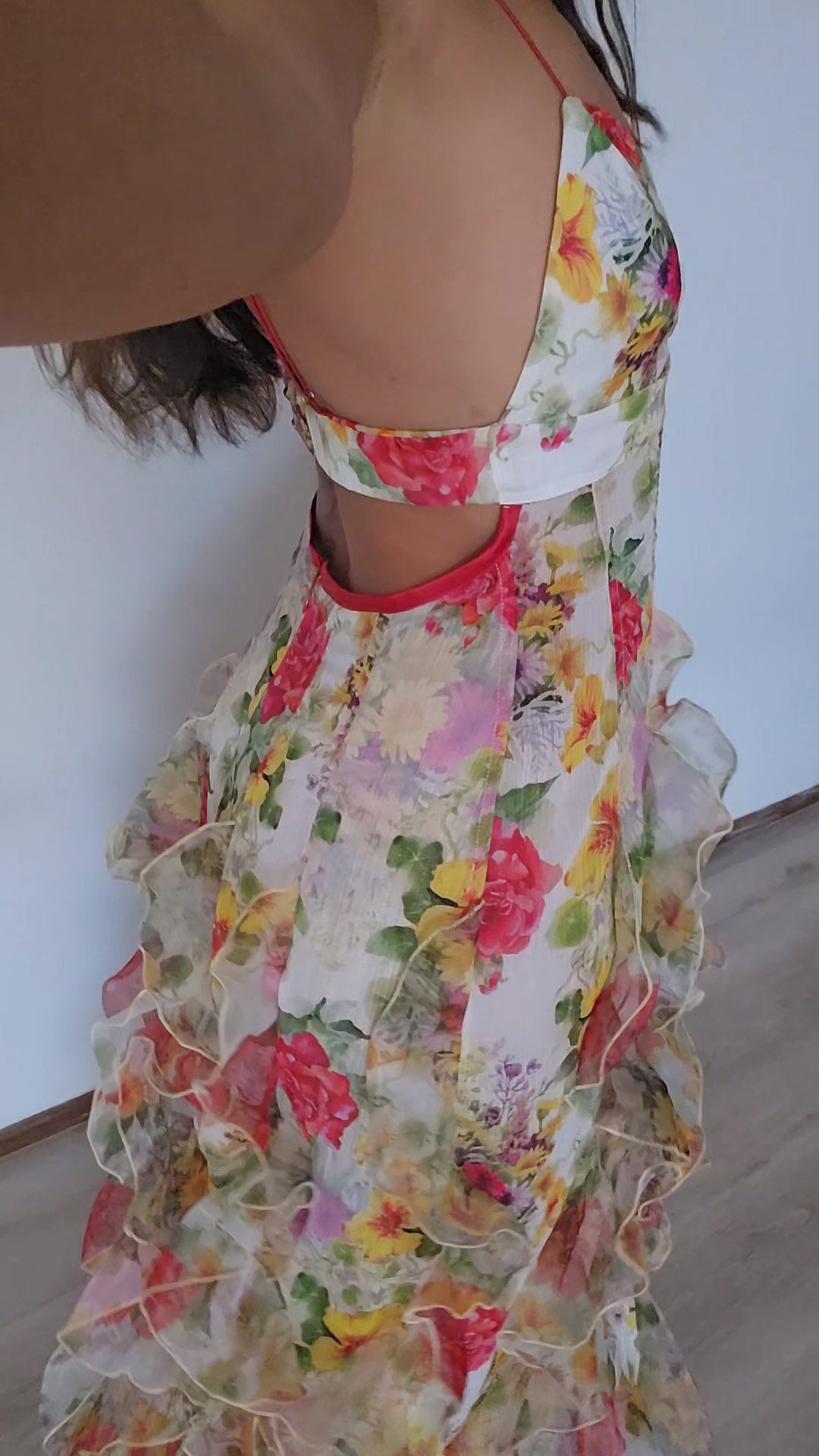 Hire MENTI SANTORINI Iris Flower Dress in Baroque Sheer Floral Chiffon