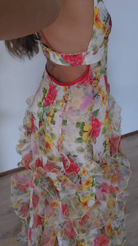 Hire MENTI SANTORINI Iris Flower Dress in Baroque Sheer Floral Chiffon