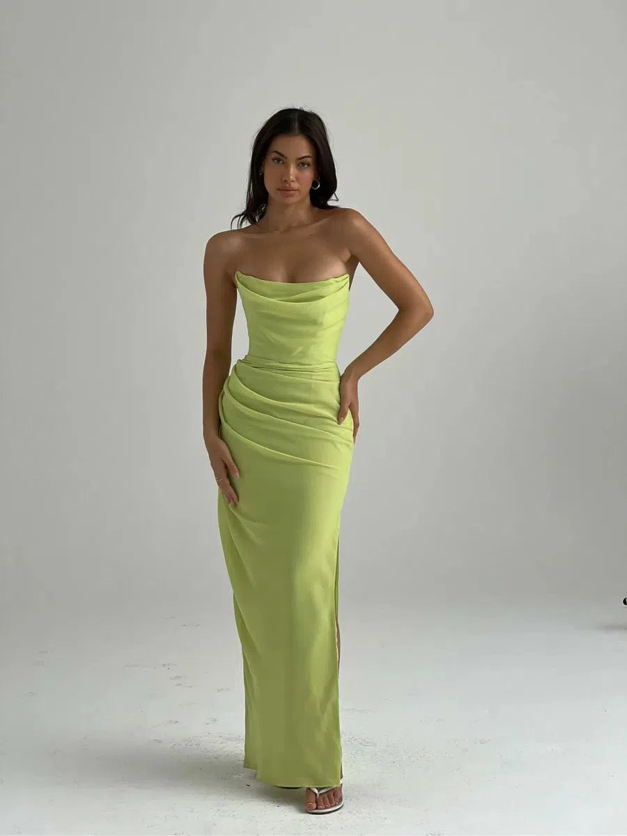 Hire HOUSE OF CB Adrienne Strapless Gown in Lime