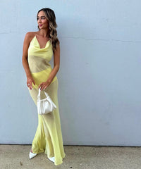 Hire Natalie Rolt Ariana Dress in Lemon Yellow