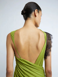 Hire CHRISTOPHER ESBER Galathea Asymmetric Mini Dress in Dypsis Green