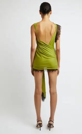 Hire CHRISTOPHER ESBER Galathea Asymmetric Mini Dress in Dypsis Green