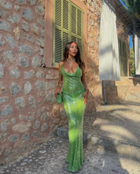 Hire RAT & BOA Gaia Dress in Green Sequin