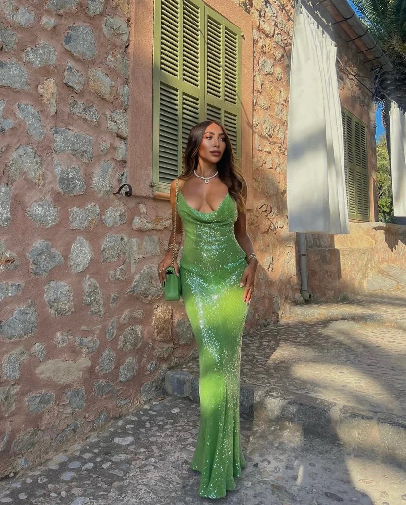 Hire RAT & BOA Gaia Dress in Green Sequin