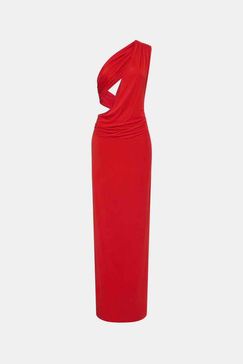 Hire MISHA Solstice Cupro Maxi Dress in Cherry Red