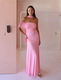 Hire BY NICOLA Fiesta Off Shoulder Dress in Candy Pink