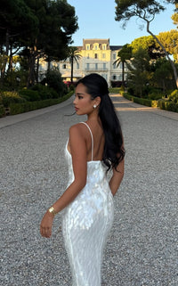 Hire MISHA Sapphire Sequin Maxi Dress in Ivory White