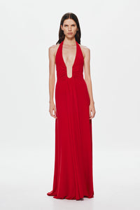 Hire MISHA Jennifer Cupro Maxi Dress in Cherry Red