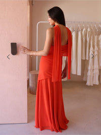 Hire BY NICOLA Fiesta Off Shoulder Dress in Fiesta Orange