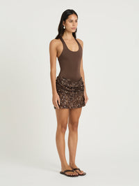 Hire BENNI Ariel Mini Dress in Cocoa Brown