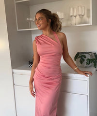 Hire SIR THE LABEL Giacomo Gathered Midi Dress in Pink