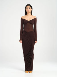 Hire BENNI Wilma Maxi Dress in Chocolate Brown