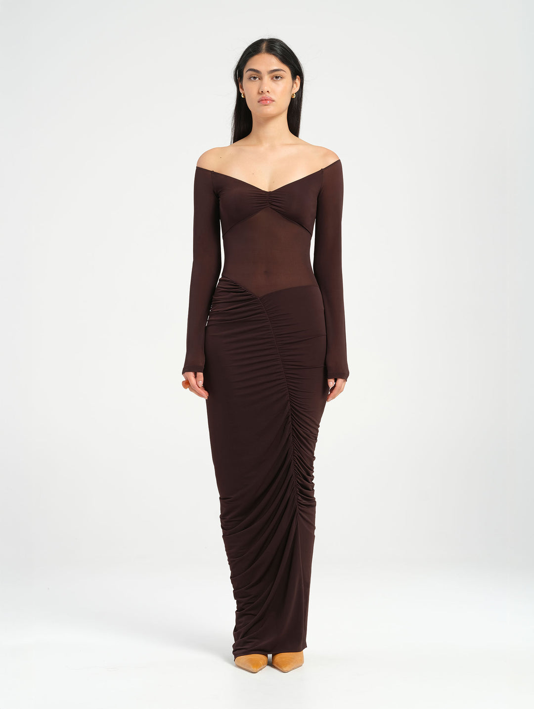 Hire BENNI Wilma Maxi Dress in Chocolate Brown