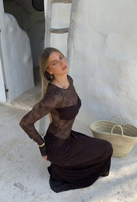 Hire BENNI Oskar Maxi Dress in Chocolate Brown